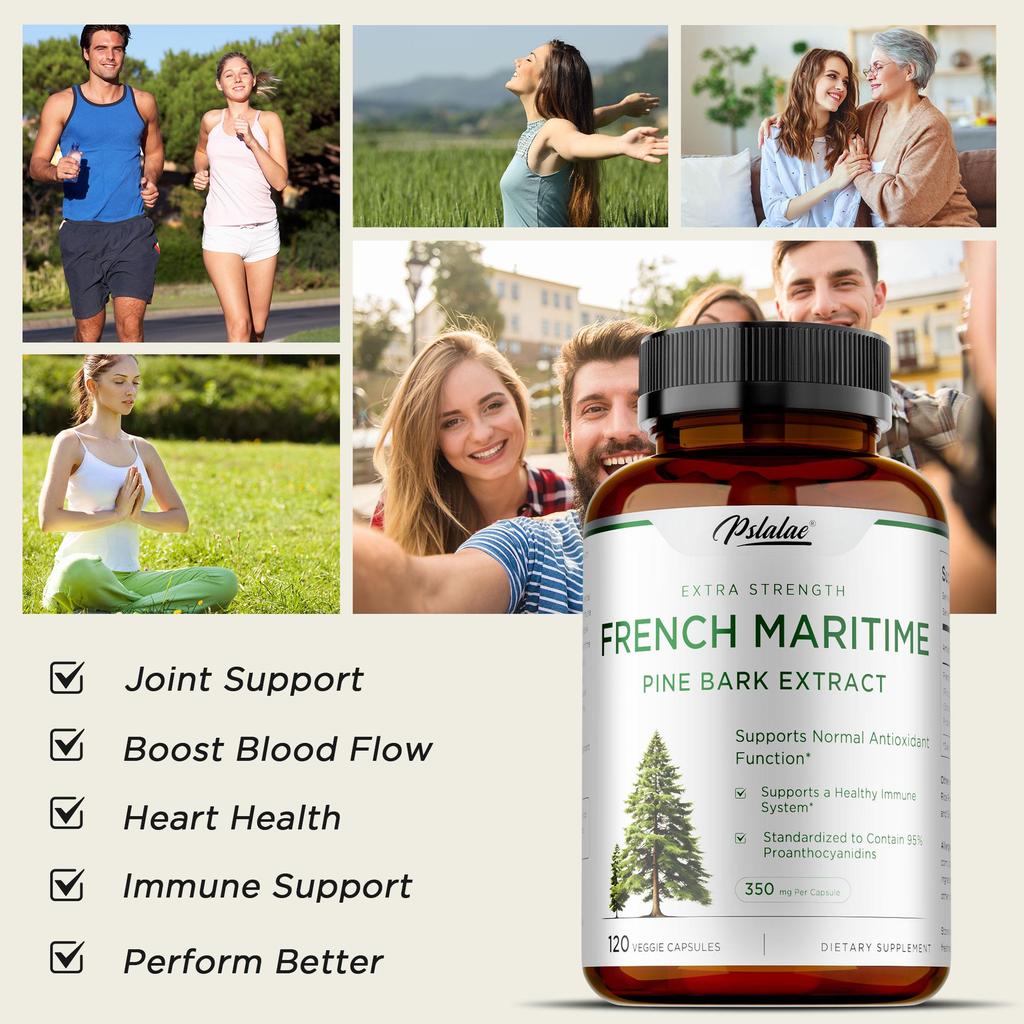 French Sea Pine Bark Dietary Supplement: Supports a healthy immune system and normal antioxidant function. 120 Vegetarian Capsules