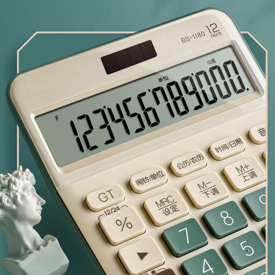 Механический калькулятор 12-разрядный Большой ЖК-дисплей Большие кнопки Легко нажимать