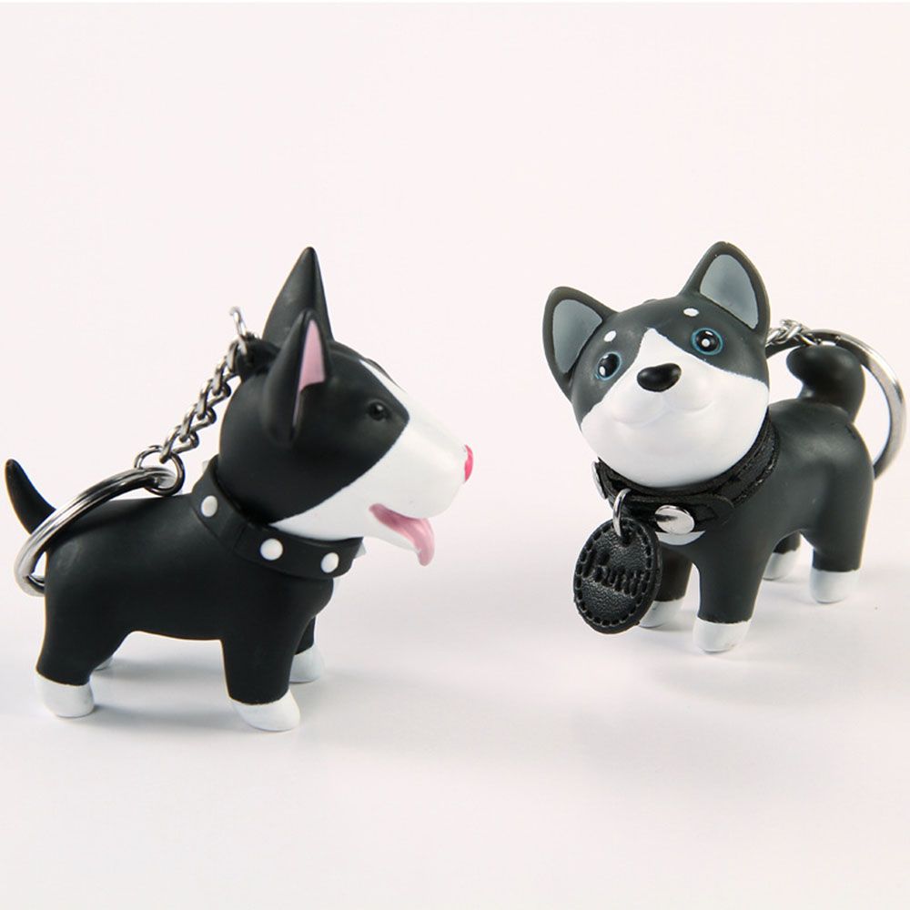 Animal Bull Holder Excellent Terrier PVC Hand-painted Dog Keychain for Car Accessories Key Ring