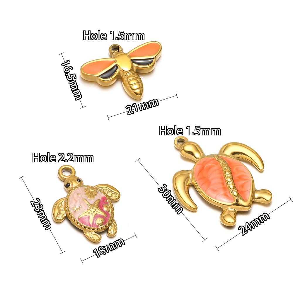 5pcs Stainless Steel Enamel Tortoise Gold Charms Exquisite Turtle Pendant DIY Jewelry Necklace Findings Bracelet Earrings Making