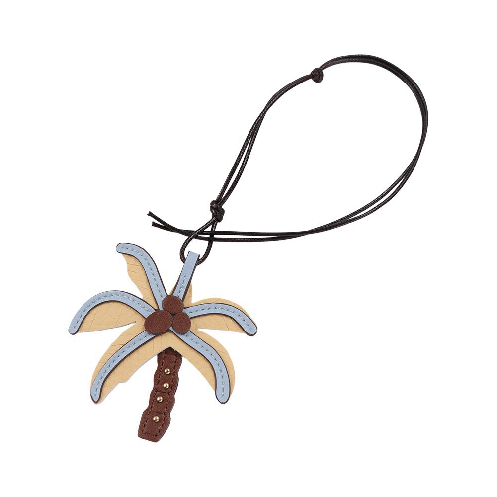 Summer Pu Keychain Beach Style Bag Charm Pu Leather Coconut Tree Pendant Luggage Accessories