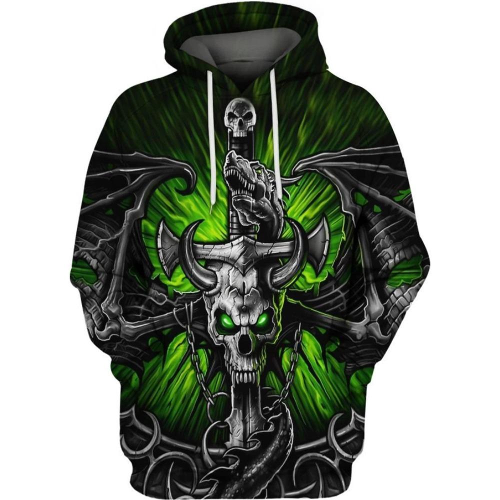 Spring Autumn Men's Hoodie Skull Graphics 3D Print Tops Fashion Unisex Sweatshirt Hip Hop Oversized Casual Clothing