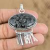 Easter Deal 925 Sterling Silver Oval Black Fossil Coral Gemstone Mother Pendant