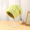 Шапка-панама из кроличьего ворса для женщин Осень Зима Плюшевая Японская Милая Женская Шапка Теплые Меховые Шапки EMA