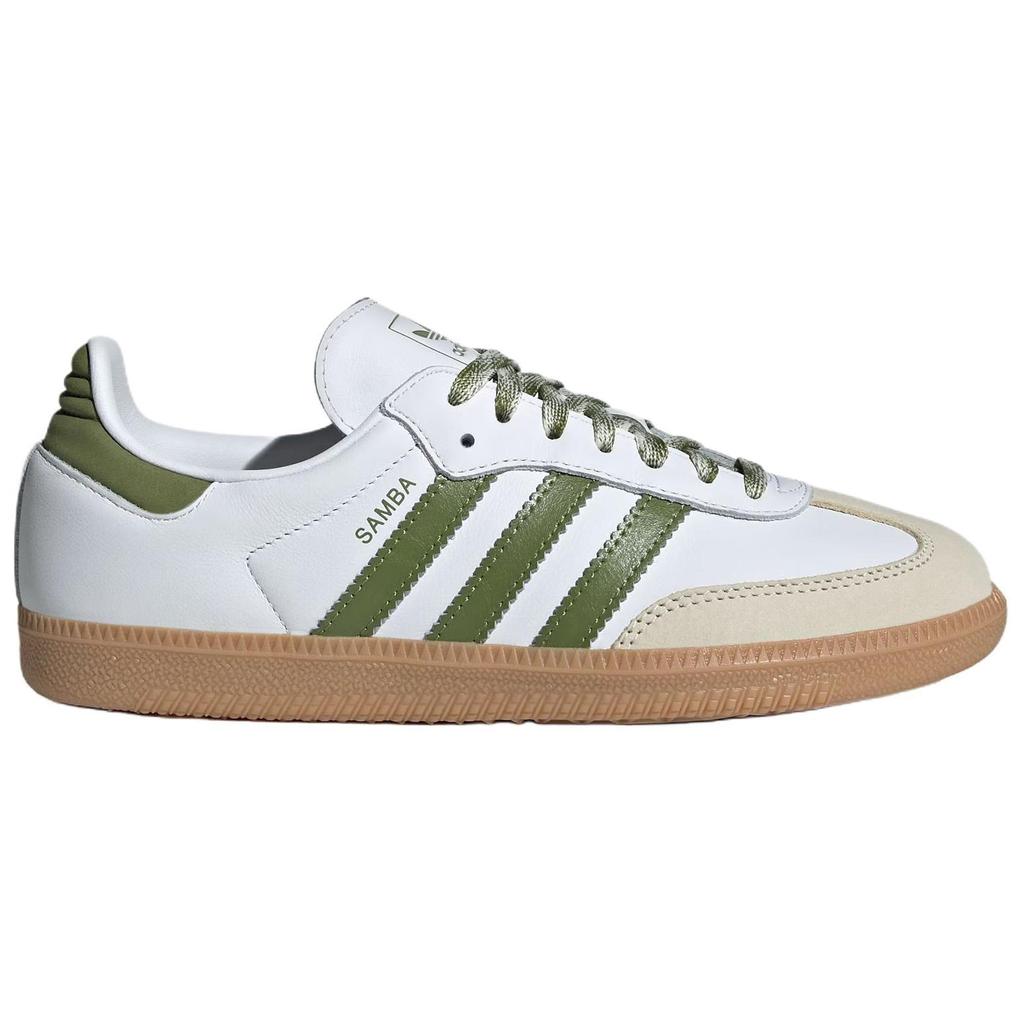adidas Samba Женские OG 'Белый Технический Оливковый Каучук' (женские размеры) Облачно-белый / Техно-оливковый / Резина Немецкие армейские кроссовки JS1352