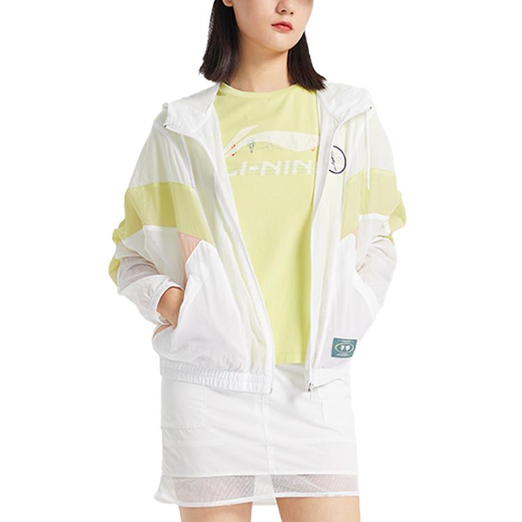 Li Ning Sports Fashion Series Свободная спортивная куртка с длинным рукавом Женская куртка белого цвета AFDQ264-2