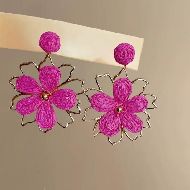 Серьги с кисточками в виде цветов из шифона "Серебряная игла", Милый стиль Мори, Дофаминовый тренд, Универсальные женские серьги