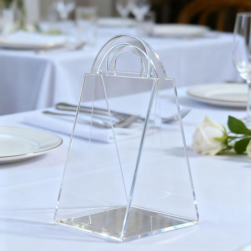 Коробка для конфет ручной работы, Треугольная акриловая упаковочная коробка, Корзина с ручкой для украшения подарков, Прозрачная высококлассная коробка для свадебного украшения