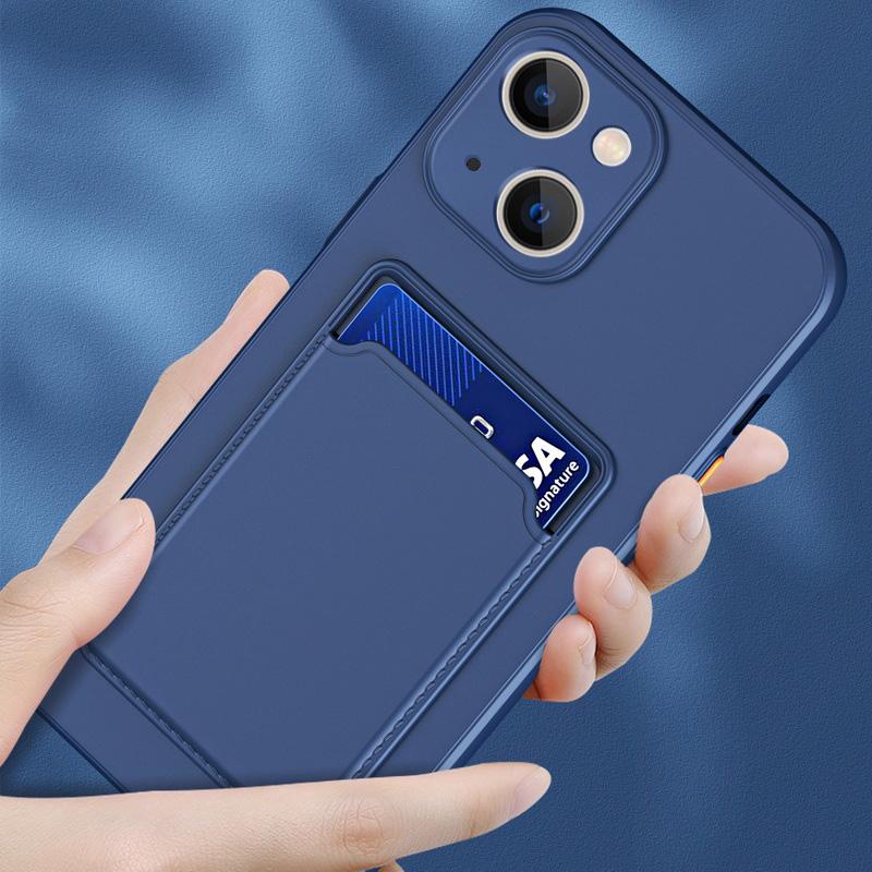 Модный однотонный чехол для телефона с отделением для карт памяти для iPhone 16 Pro 15 14 Pro Max 12 13 12 11 Pro XS XR 8 7 противоударный чехол на заднюю панель