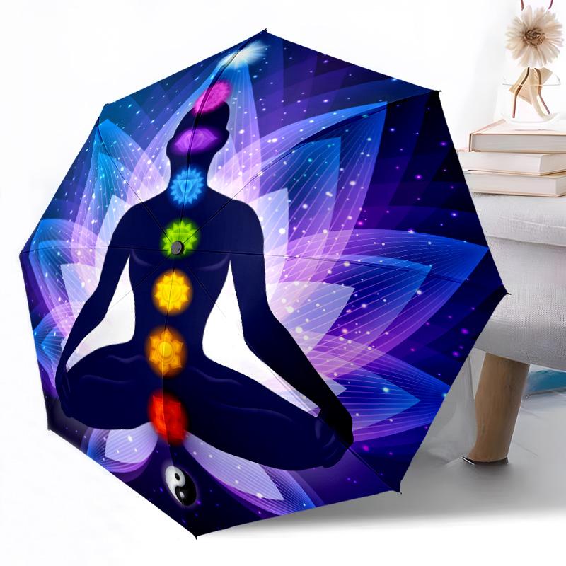 Автоматический зонт Meditate Прочный стержень с 8 ребрами Компактный дизайн для использования на улице и в повседневной жизни Зонт с ярким рисунком