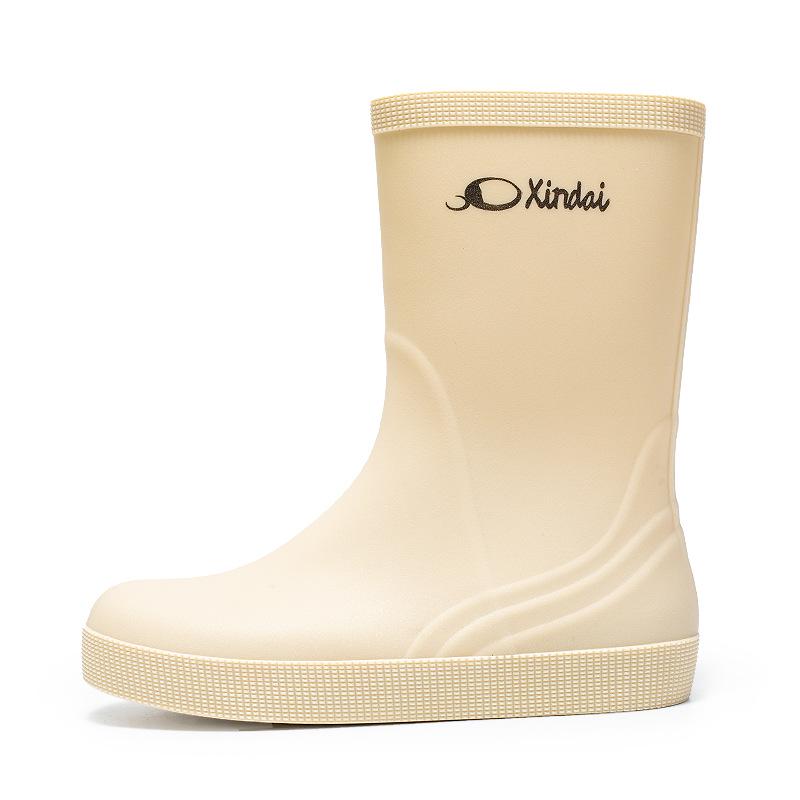 Модные женские и мужские непромокаемые сапоги средней высоты с нескользящей подошвой — износостойкая резиновая обувь для работы и мойки автомобиля