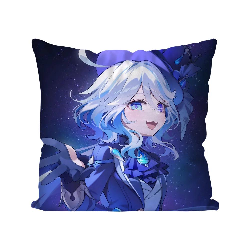 Фуррина Анимация Игра G-Genshin I-Impact Наволочка Квадратная Подушка Спальня Диван Досуг Комфорт Гостиная Домашнее Украшение 40X40