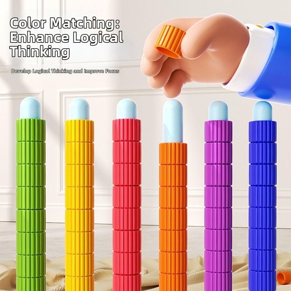Color Matching Color Stack Challenge Game Reusable Stacking Puzzle Toy Preschool Activity