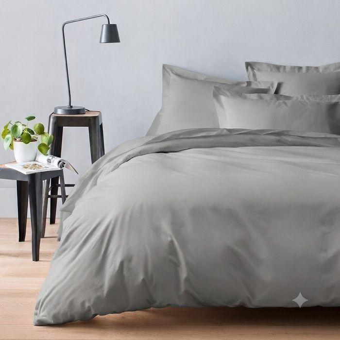 Taie d'oreiller - EDEN - 65x65 cm - Satin de coton 105 fils - Gris - Toucher velouté