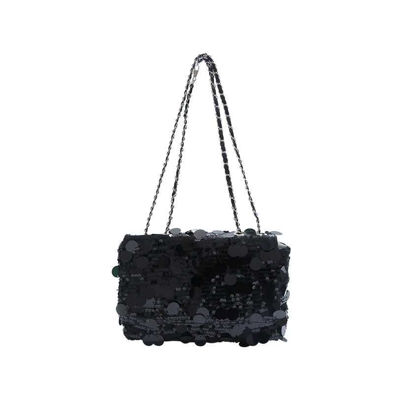 Niche Personality Модная маленькая квадратная сумка Новый стиль Сращивание пайеток Модная простая цепочка через плечо Маленькая квадратная сумка