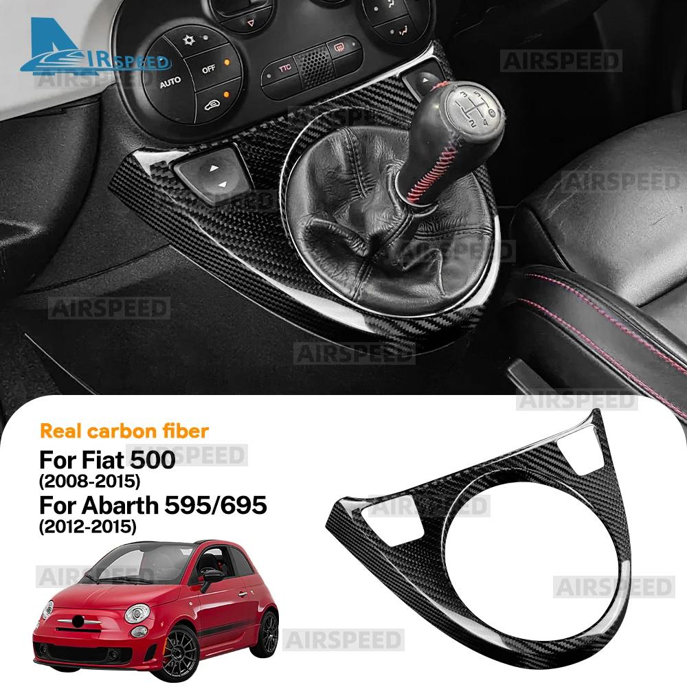 Real Dry Carbon Fiber Sticker For Abarth 595/695/Fiat 500C 2012-2015 Fiat 500 2008-2015 LHD RHD Car AT/MT Gear Shift Panel Trim