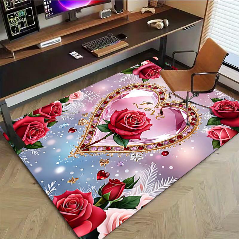 1 шт. Ковер для пола с рисунком сердца и надписью Love, Extra Large, Нескользящий, для офиса, семьи, спальни, Ковер большого размера, Ковер для помещений, Яркие цвета