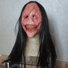 Halloween Horror Long-haired Devil Mask Red Faced Devil Mask Toothy Devil Latex Long Hair Mask