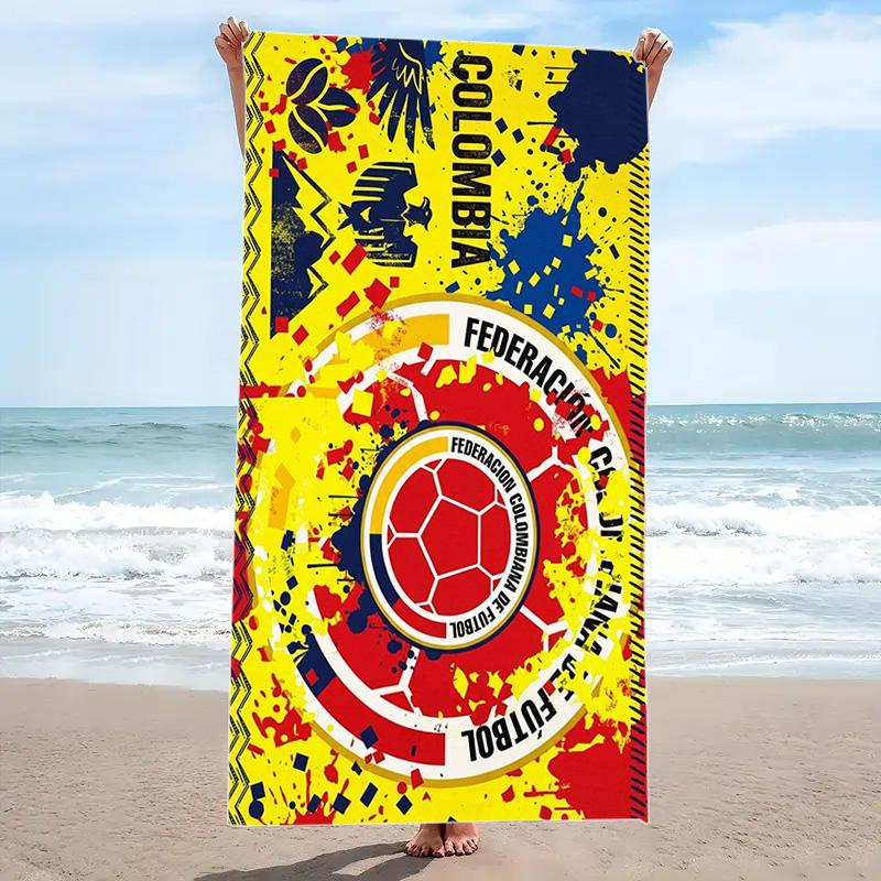 Futbol Colombiano Print Beach Towel, Large Soft Quick Dry Towel for Beach Camping Swimming