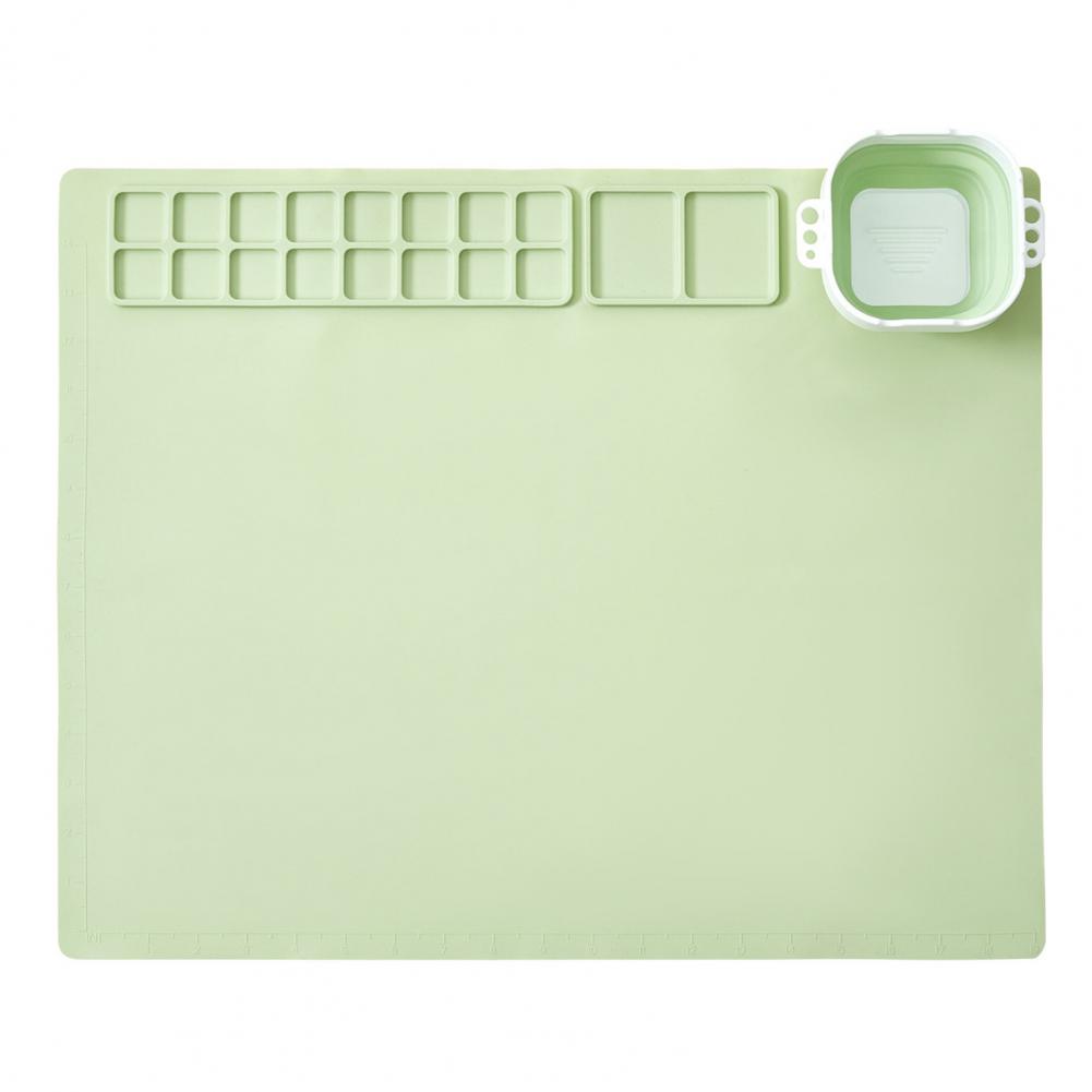 Artist Silicone Craft Mat with Collapsible Cup Non-Stick Surface Easy Maintenance Portable DIY Folding Painting Mat Silicone Pad