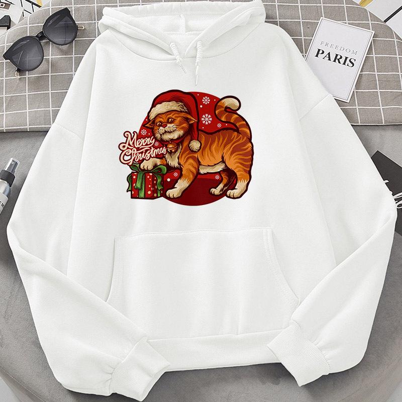 Harajuku Fleece Pullover Hoodie Christmas E Print Hoodies