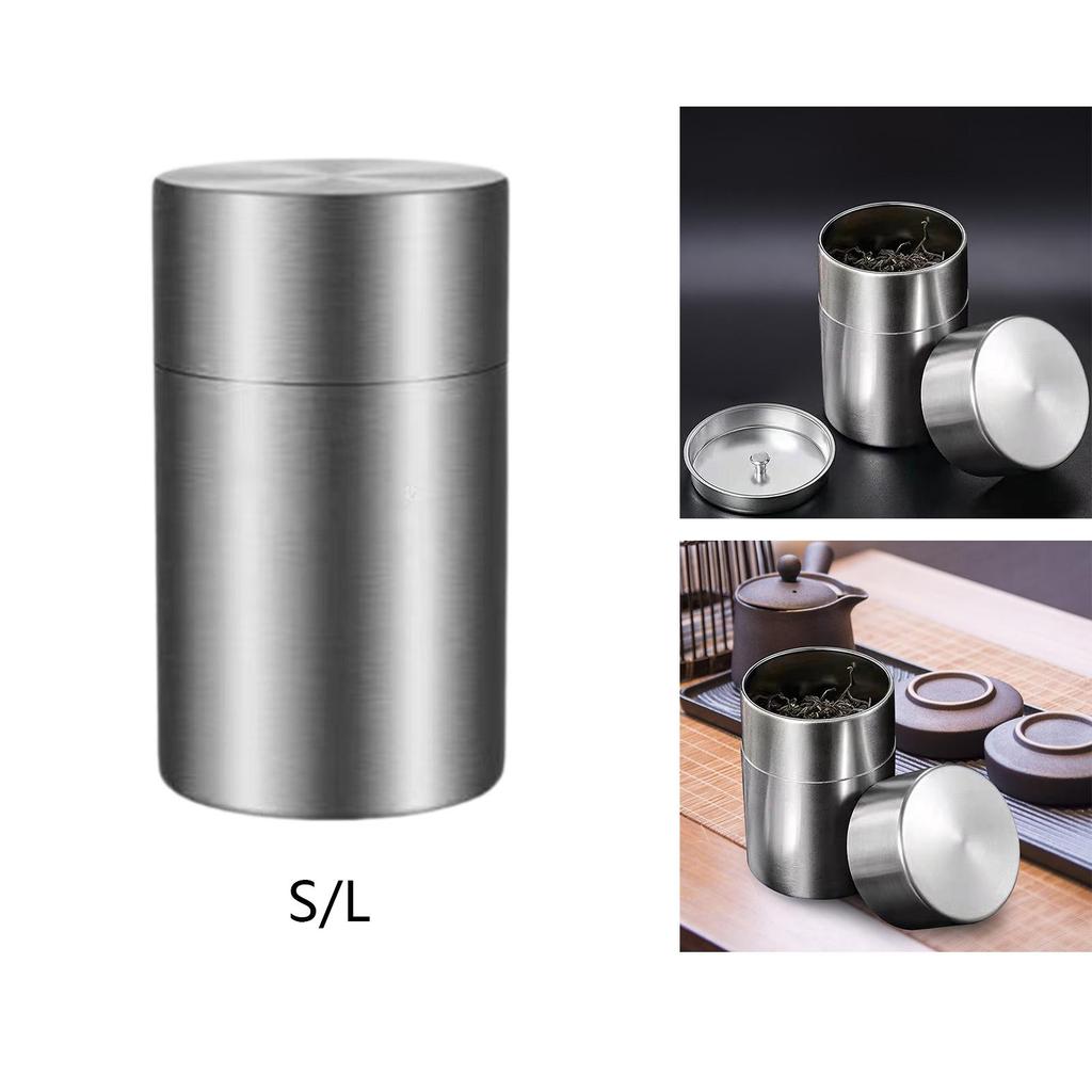 Tea Tins Canister Stainless Steel Airtight Lid Coffee Jar Loose Tea Storage