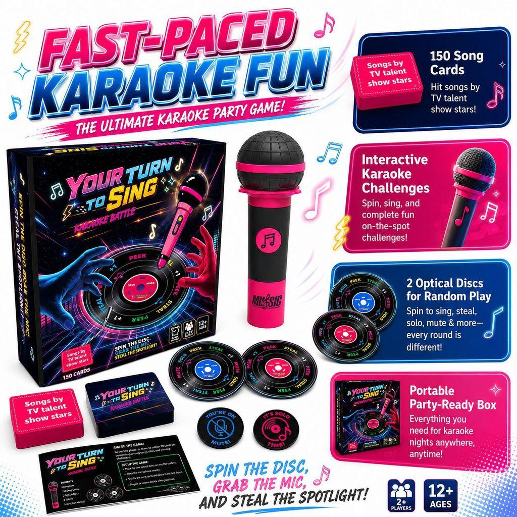 Игровой набор Grabthemic Battle Karaoke с интерактивным микрофоном для веселой вечеринки