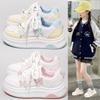 Girls' White Canvas Shoes - 2025 Spring/Autumn Fashion for Big Kids, Soft Sole, Versatile Casual Wear