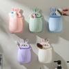 Cute Cartoon Rabbit Toothbrush Holder Bathroom Wall Mounted Makeup Storage Box Punch Free Rack Home Container Organizer