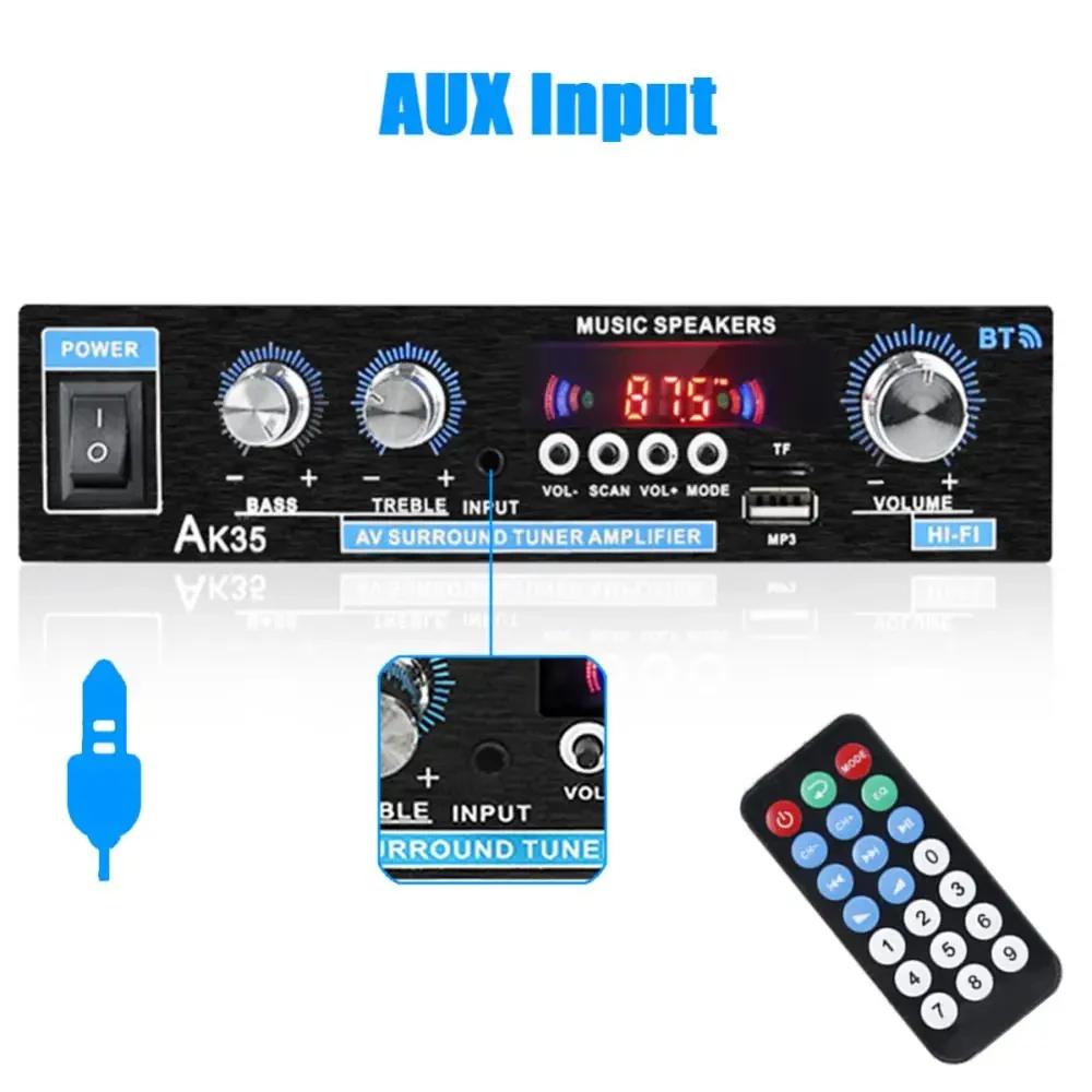 HiFi Цифровой AK35 Bluetooth Усилители MP3 Канал 2.0 Звуковой Усилитель Поддержка 110В-240В для Дома Автомобиля FM USB Пульт Дистанционного Управления