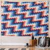 Geometric Zigzag Pattern in Blue & Red Pattern Wall Hanging Tapestry Decorative Tapestry Home Decor for Bedroom and Living Room