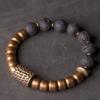 Панк-рок браслет из лавового камня с бусинами - Ретро латунь, уличный хип-хоп стиль для мужчин
