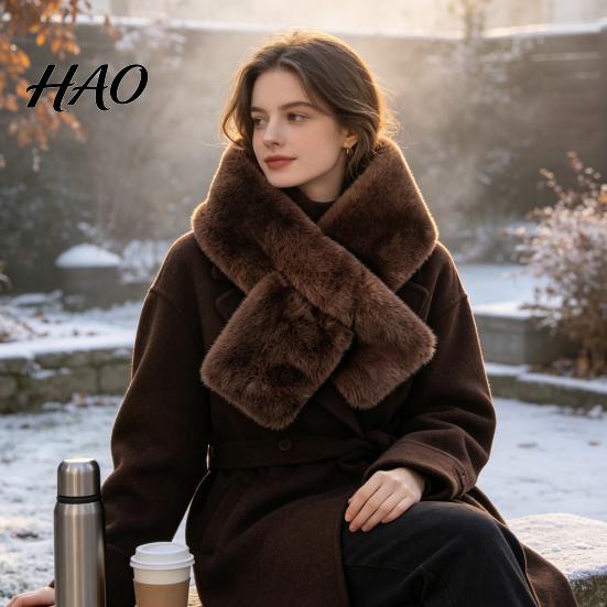 Soft Plush Shawl for Women Imitation Mink Fur Scarf, Thickened Neck Faux Warmer Warmer, Cold Weather Elegant Wrap Accessory Winter Skin Friendly