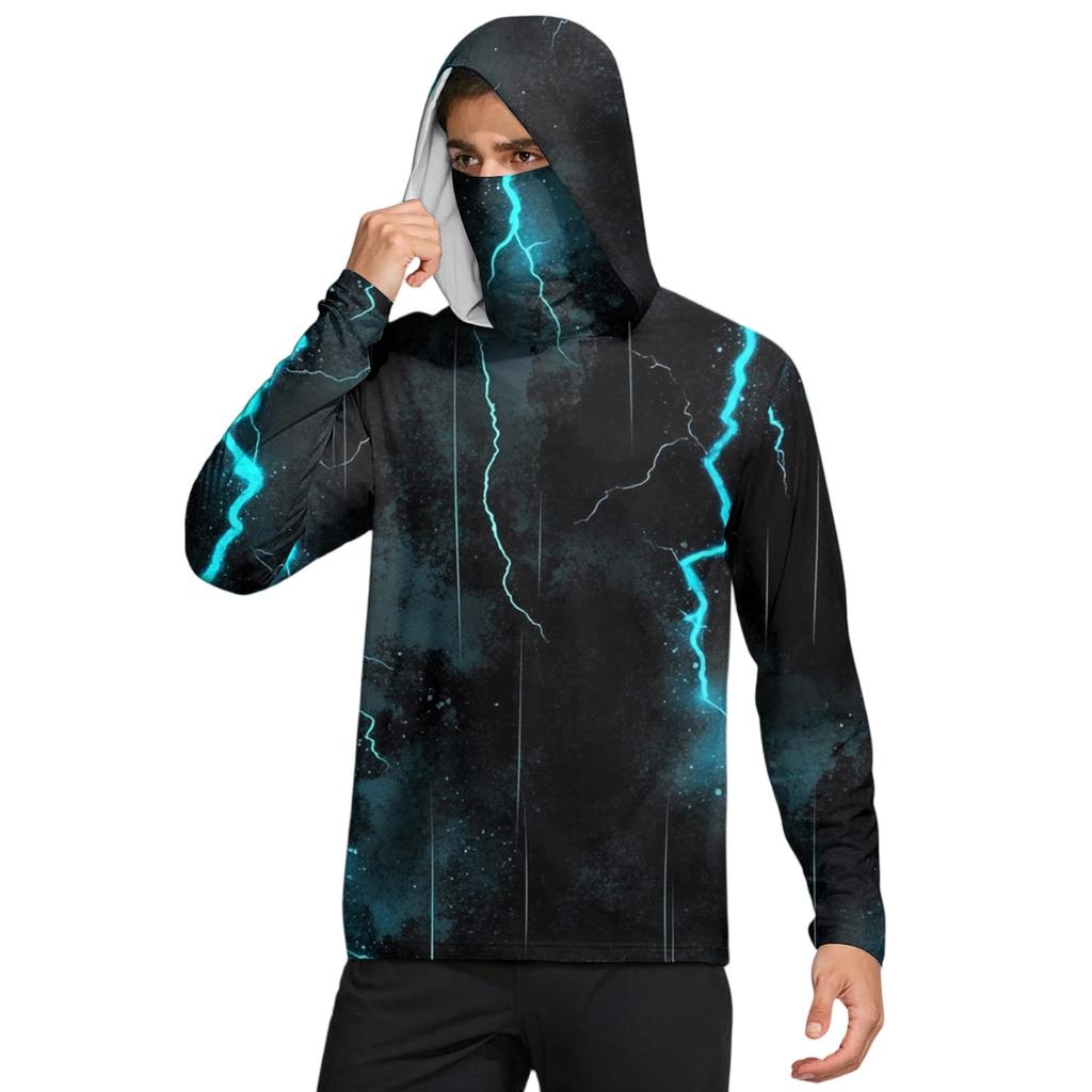 Мужская рубашка с маской Легкая с длинным рукавом Капюшон Для пеших прогулок Рыбалки Для выступлений