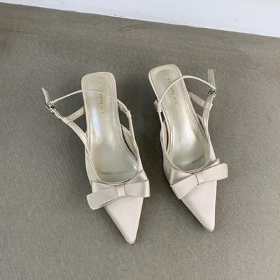 Французский высококлассный атласный бант нежный ветер вечерние туфли красивая головка сумки сандалии женская обувь шпилька одинарные туфли