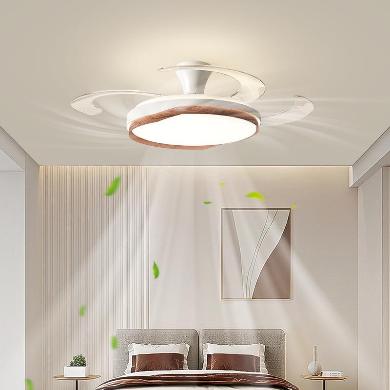 Современный потолочный вентилятор из орехового дерева с интеллектуальным преобразованием частоты для гостиной и столовой