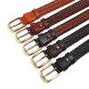 Men Genuine Leather Braided Belts Webbing High Quality Hand Vintage Belts for Men Gold Pin Buckle Casual for Jeans Strap HQ212