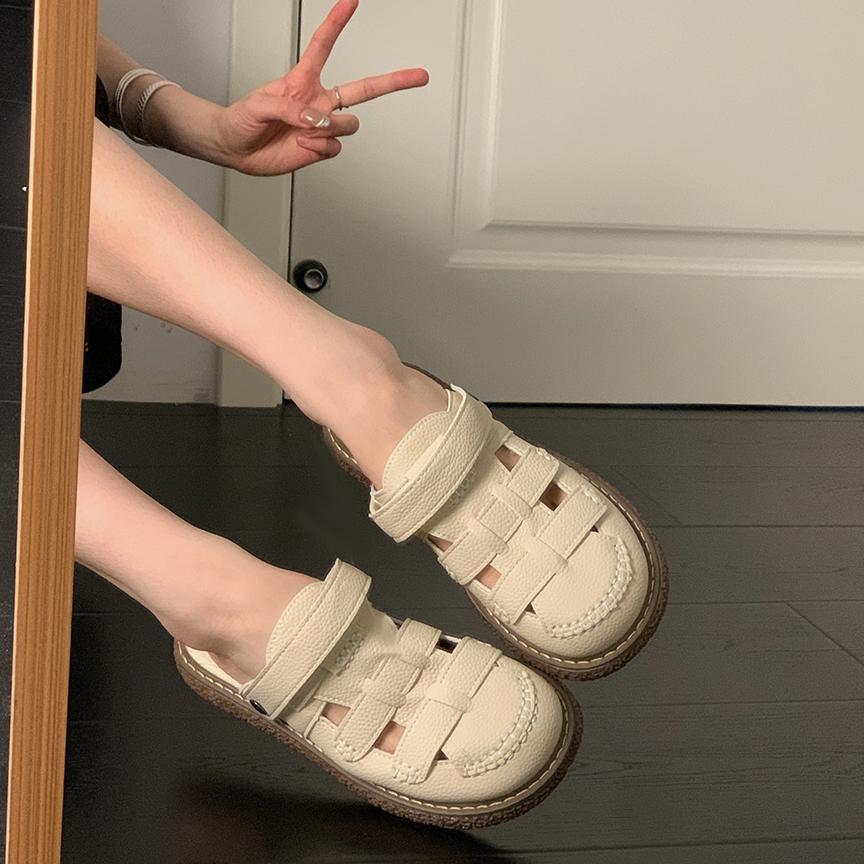 Модная обувь Женские тапочки Уличные шлепанцы Закрытый носок Пантофли Платформа 2025 Лето Рим Домашние тапочки Обувь на платформе Женщина 2025 Закрытый