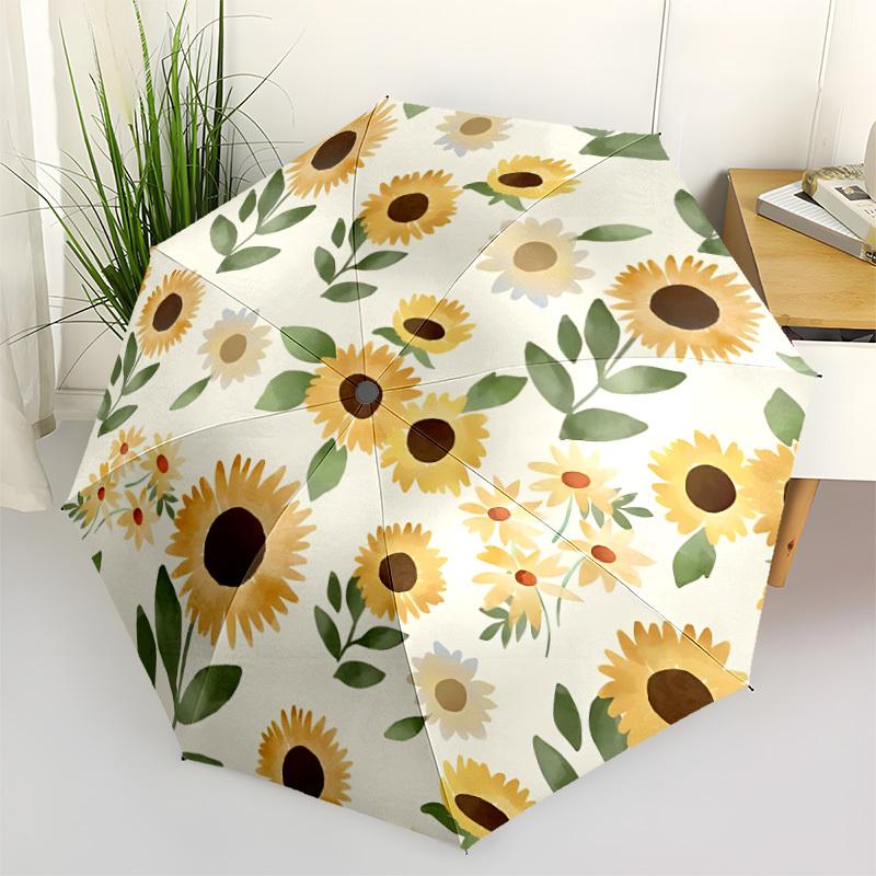 1pc Sunflower Print Auto-Fold Umbrella with One-Touch Open/Close - 8 Reinforced Ribs for Windproof Stability, yy251118195