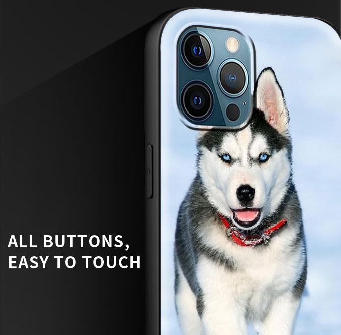 Роскошный чехол для телефона с милым щенком Аляскинского хаски для iPhone 13 15 14 12 11 Pro MAX XR X SE XS 7 8 Plus, черный матовый силиконовый чехол