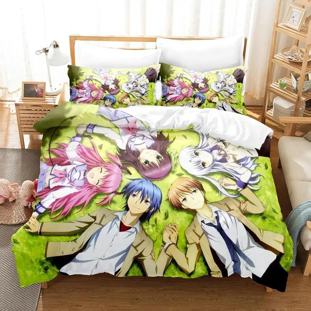 3D Печать Аниме Angel Beats Комплект Постельного Белья Мягкое Покрывало с Пододеяльником С 1/2 Подушками Для Детей Взрослых Микрофибра Покрывало