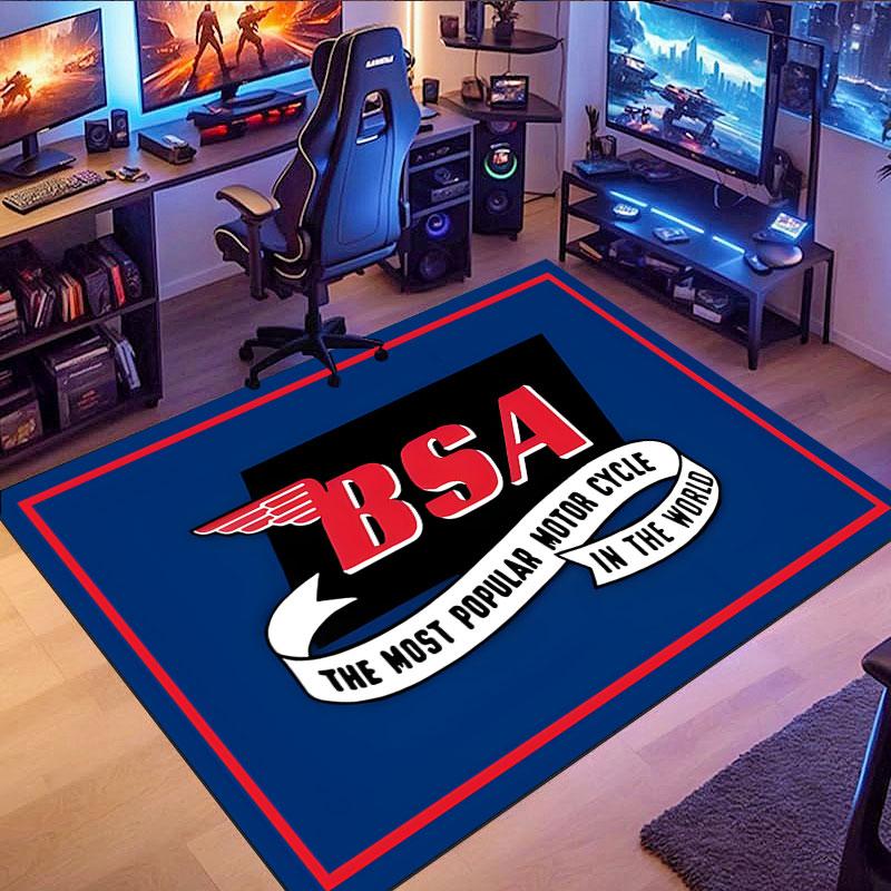 BSA Motorcycle Logo Rug, non-slip rug, suitable for living room, bedroom, game room, computer room and home décor.