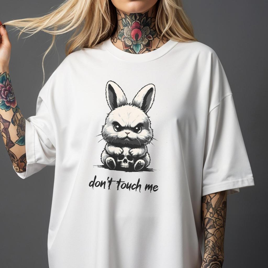 Don't Touch Me Bunny T-shirt | Unisex Short Sleeve Tee | Comfort Colors 1717 | Alt Clothing | Antisocial Shirt Funny AngryRabbit Shirt