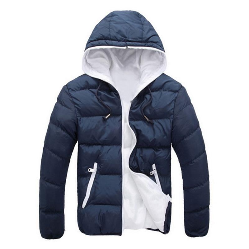 Men Casual Hooded Parka Winter Men Fashion Patchwork Cotton Slim Fit Coat Thick Warm Homme's Parka Zipper Jacket