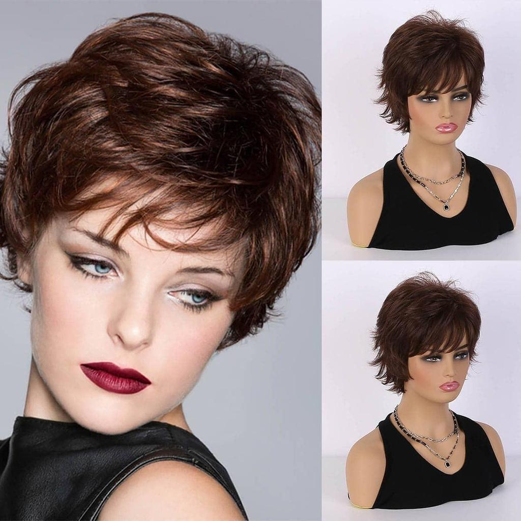 Синтетический короткий парик 25 см/10 дюймов, темно-коричневые вьющиеся волосы, модные женские парики с имитацией кожи головы