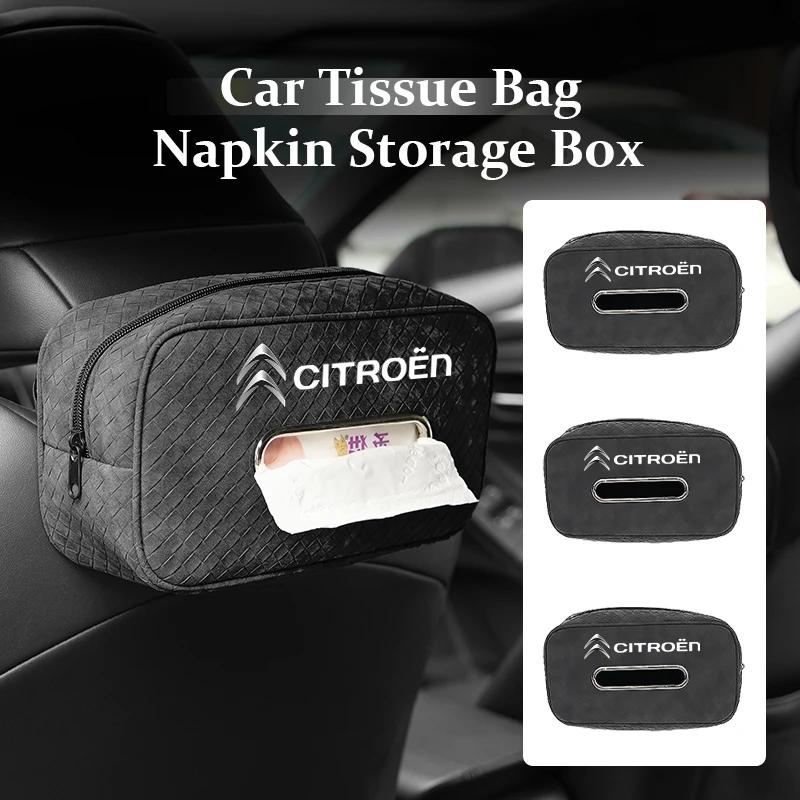OCDK9 Car Seat Back Paper Tower Storage Bag Sun Visor Tissue Holder For Citroen C4 C3 C5 C1 C2 C6 VTS C4L DS3 DS4 DS5 Grand Berlingo