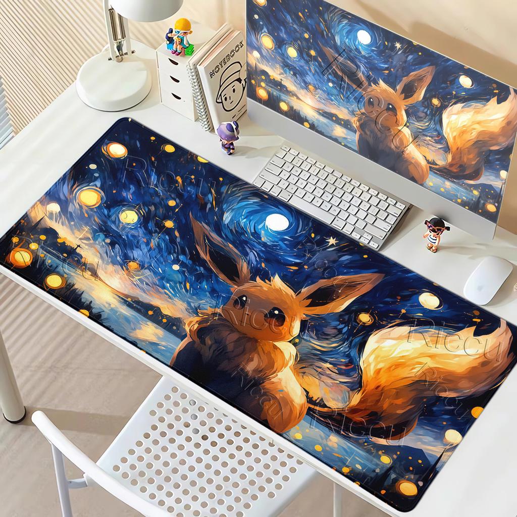 Kawaii Mousepad Computer New Style Mouse Pads E-eevee Keyboard Pad P-pokemon Carpet Gamer Soft Office PC Accessorics Desktop Mat