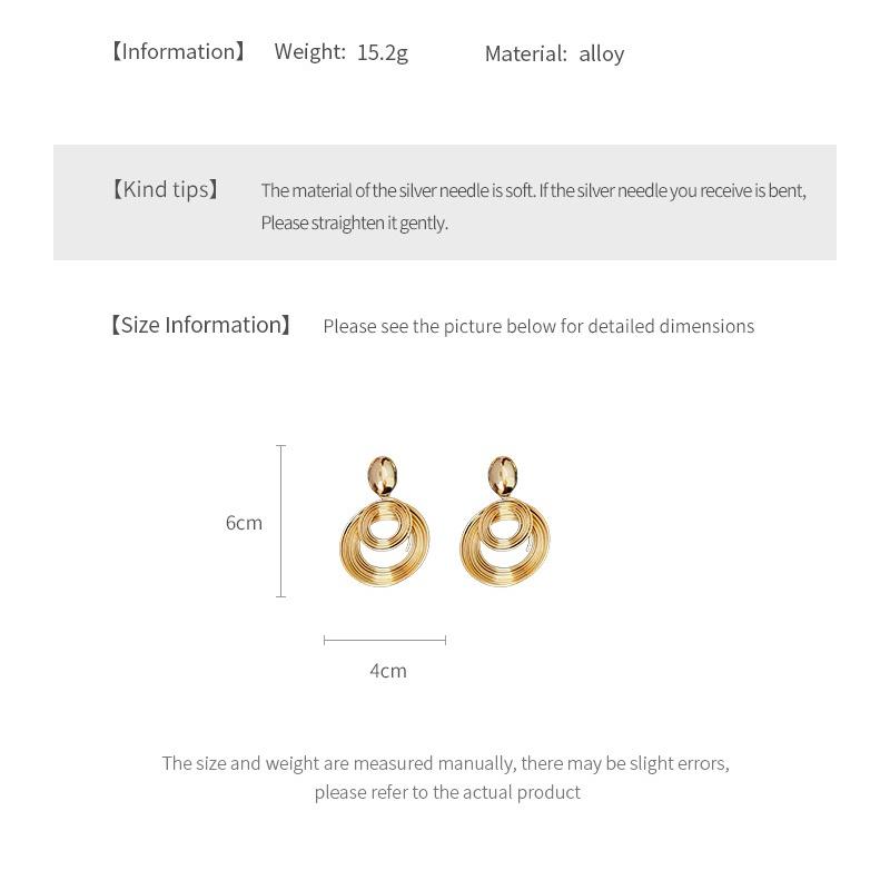 Silver Needle Coiled Circular Metal Earrings with A Cool and Personalized Style, European and American Fashionable and Niche Earrings