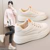 W5516 New Sports Shoes Spring and Summer White Shoes Simple and Breathable Platform Height Increasing Casual Board Shoes for Students