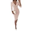 Spring and Autumn Women's Dress V-neck Sexy Fashion Temperament Commuter Waist Dresses